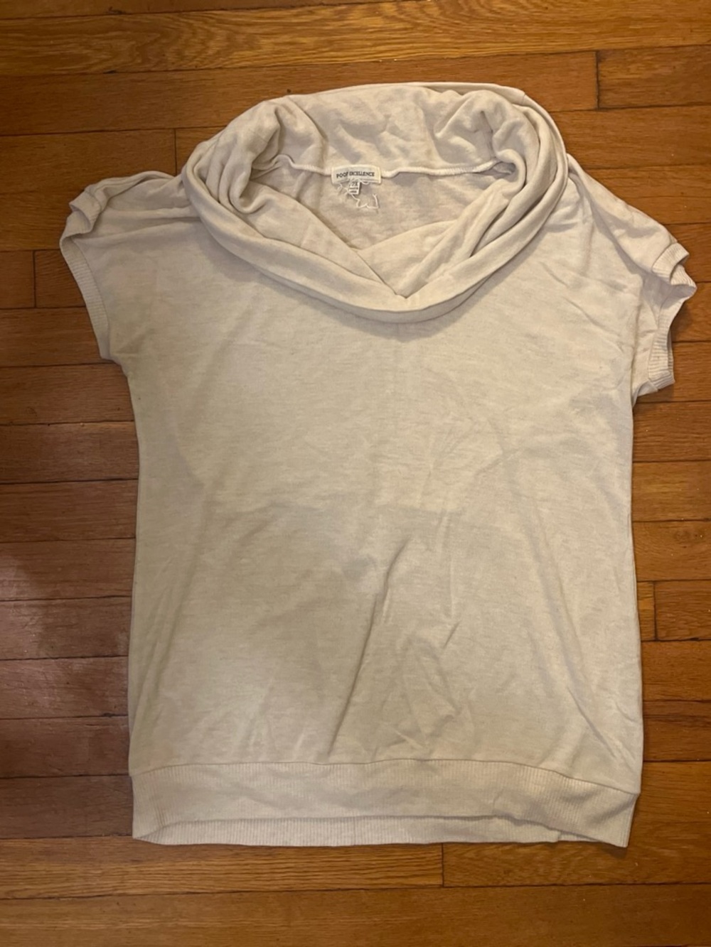 Poof Excellence Cream Short-Sleeve Cowl Neck Sweater